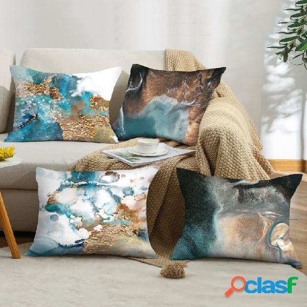 4 piezas de piedra de mármol Patrón funda de almohada de