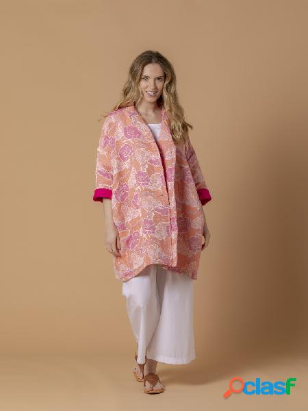 Abrigo oversize verano jackard Rosa