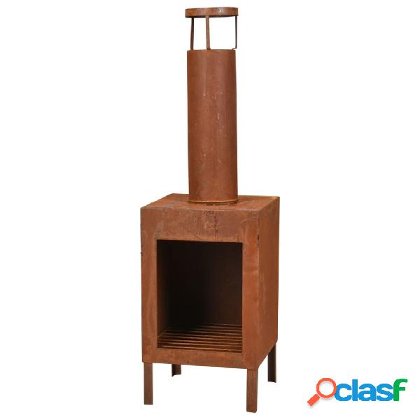 Ambiance Chimenea con tubo y asas color óxido 100 cm