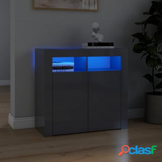 Aparador con luces LED gris brillante 80x35x75 cm