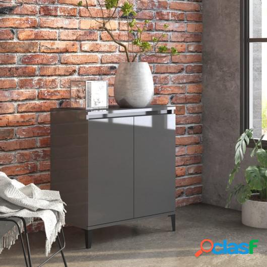 Aparador de aglomerado gris con brillo 60x35x70 cm