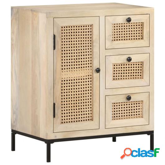Aparador de madera maciza mango y caña natural 60x35x70 cm
