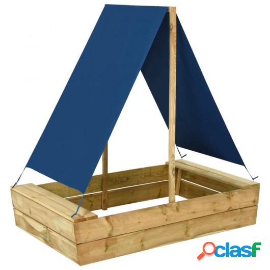 Arenero con tejado de madera de pino impregnada 80x60x97,5
