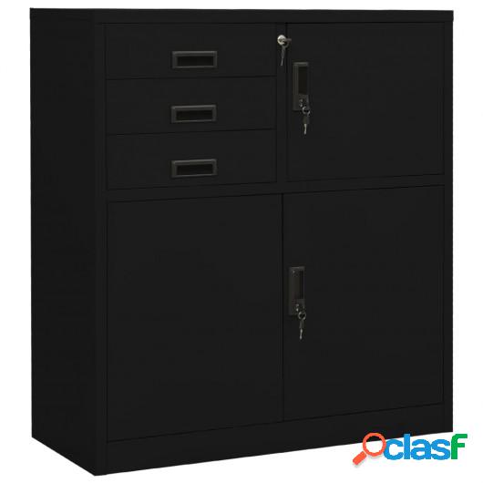 Armario de oficina de acero negro 90x40x102 cm