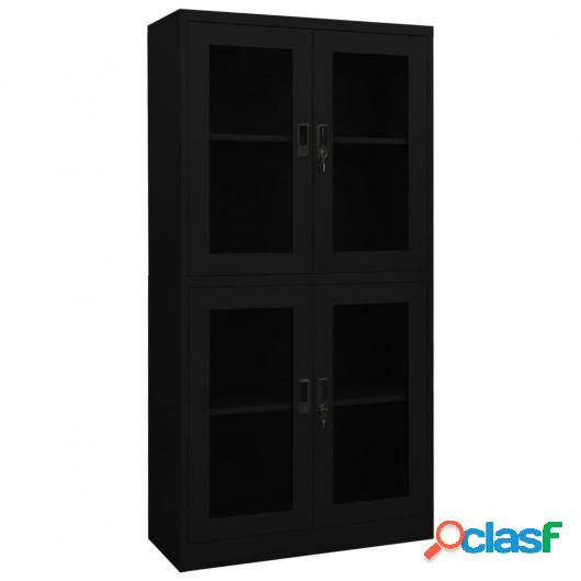 Armario oficina de acero y vidrio templado negro 90x40x180