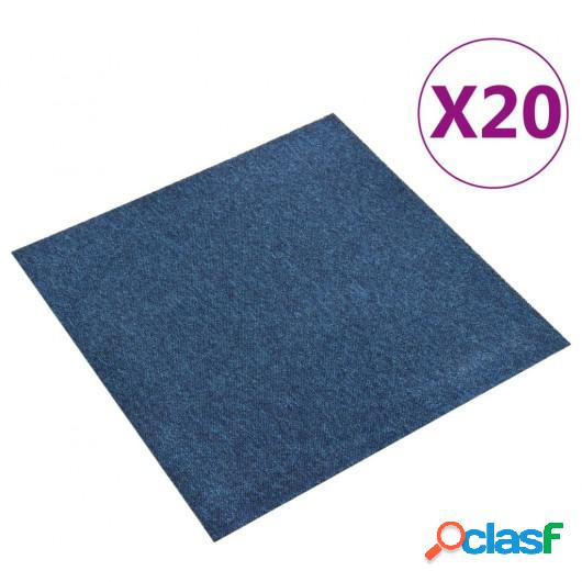 Baldosas de suelo de moqueta 20 uds 5 m² 50x50 cm azul