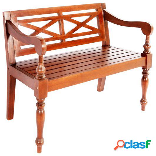 Banco Batavia 98 cm madera maciza de caoba marrón oscuro