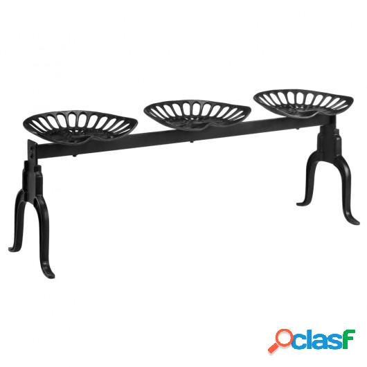 Banco de 3 plazas de hierro fundido negro 155 cm