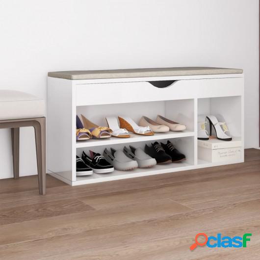 Banco zapatero con cojín aglomerado blanco brillo 104x30x49
