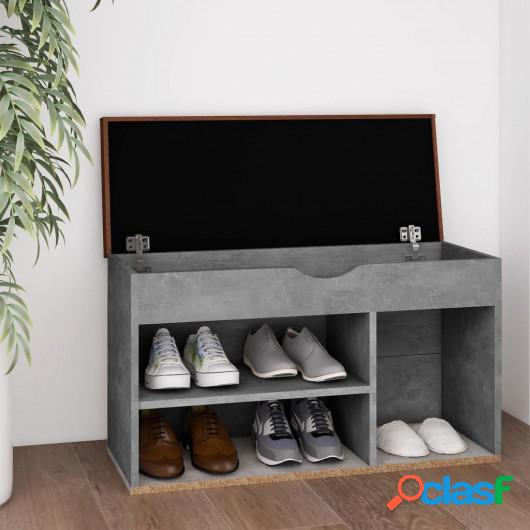 Banco zapatero con cojín aglomerado gris hormigón 80x30x47