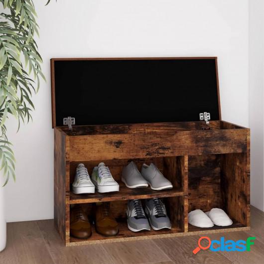 Banco zapatero con cojín aglomerado roble ahumado 80x30x47