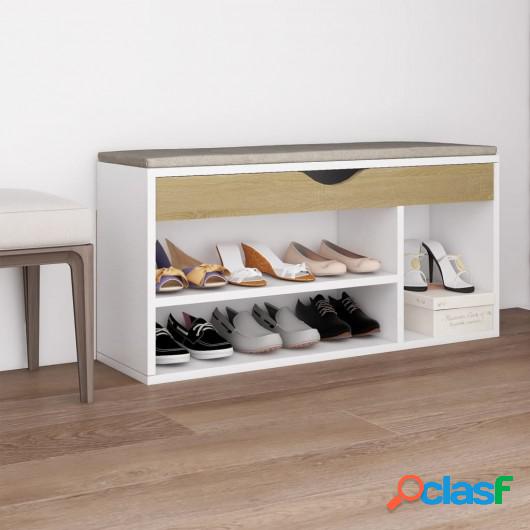 Banco zapatero con cojín aglomerado roble sonoma 104x30x49