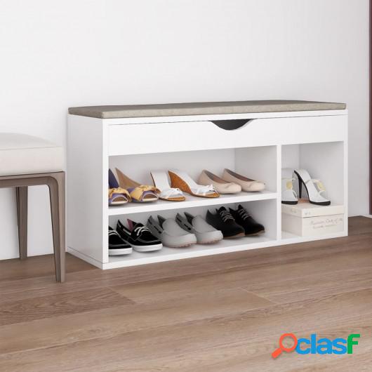 Banco zapatero con cojín de aglomerado blanco 104x30x49 cm