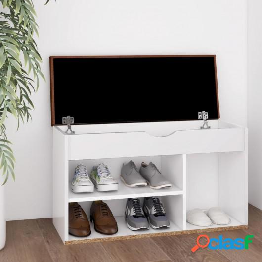 Banco zapatero con cojín de aglomerado blanco 80x30x47 cm