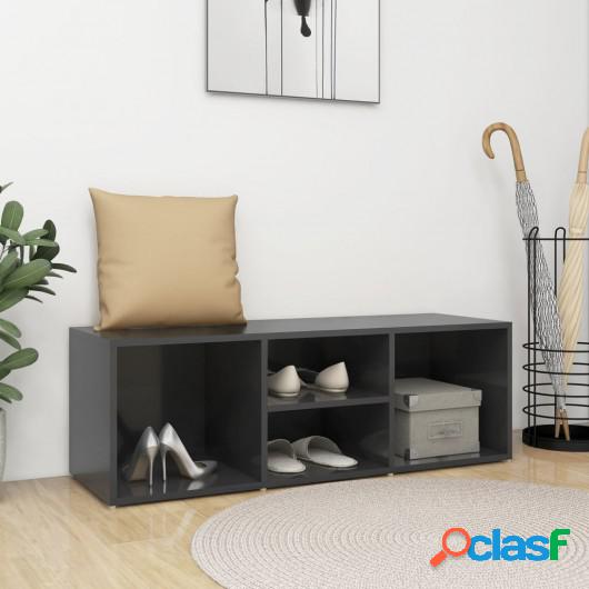 Banco zapatero de aglomerado gris brillante 105x35x35 cm