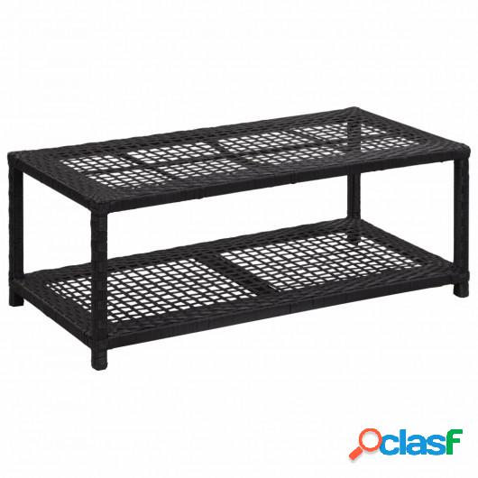 Banco zapatero de ratán sintético negro 80x40x30 cm