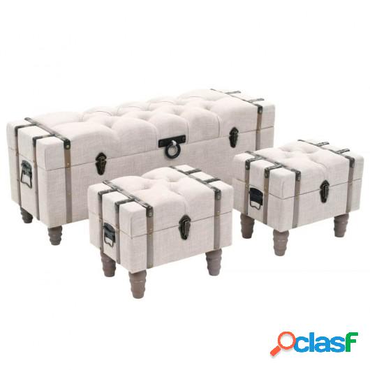 Bancos de almacenamiento 3 piezas madera y acero 112x37x45