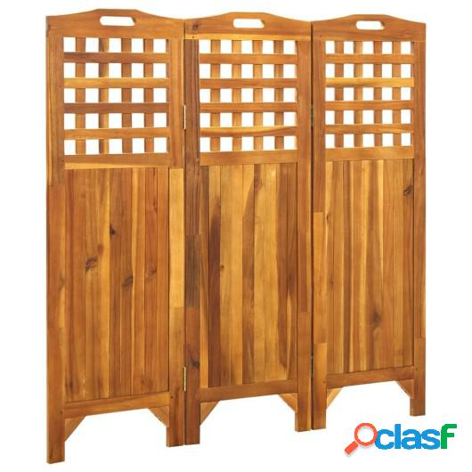 Biombo de 3 paneles madera maciza de acacia 121x2x120 cm