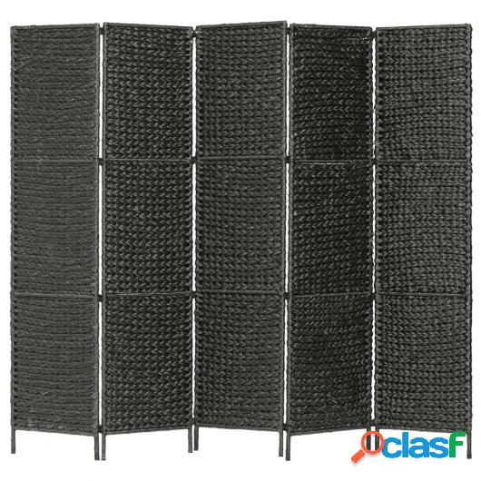 Biombo divisor 5 paneles jacinto de agua negro 193x160 cm