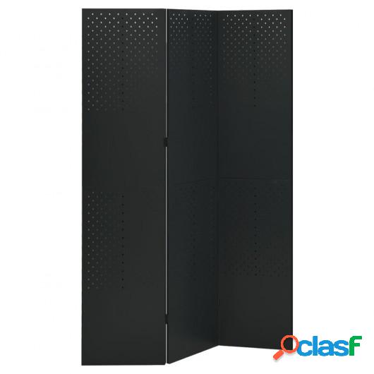 Biombo divisor de 3 paneles acero negro 120x180 cm
