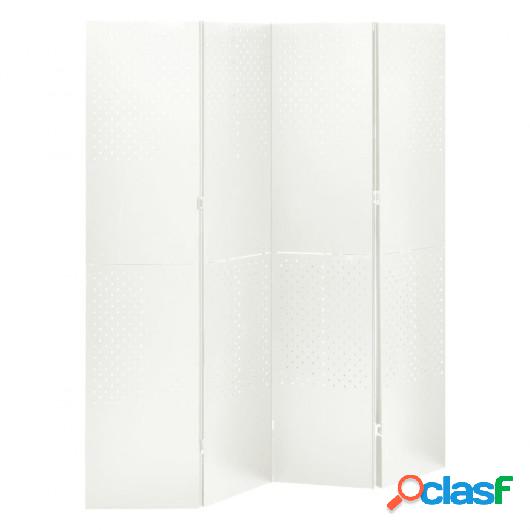 Biombo divisor de 4 paneles acero blanco 160x180 cm