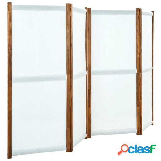 Biombo divisor de 4 paneles blanco crema 280x170 cm