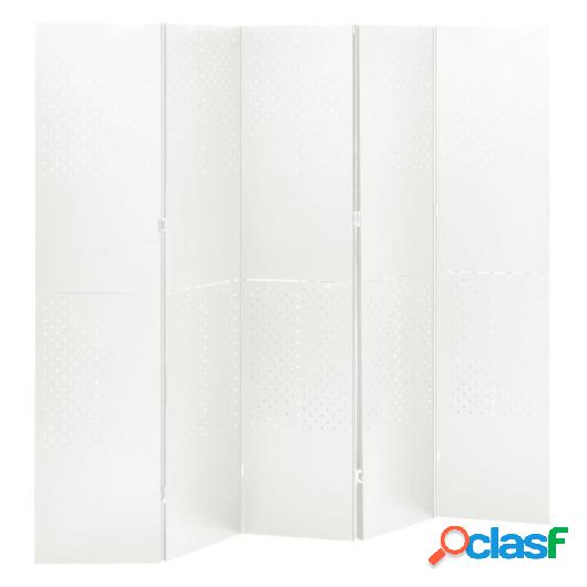 Biombo divisor de 5 paneles acero blanco 200x180 cm