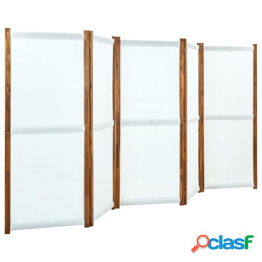 Biombo divisor de 5 paneles blanco crema 350x170 cm