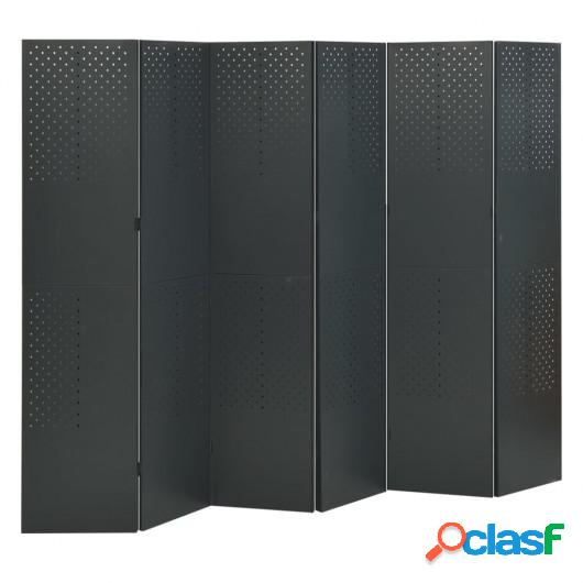 Biombo divisor de 6 paneles acero antracita 240x180 cm