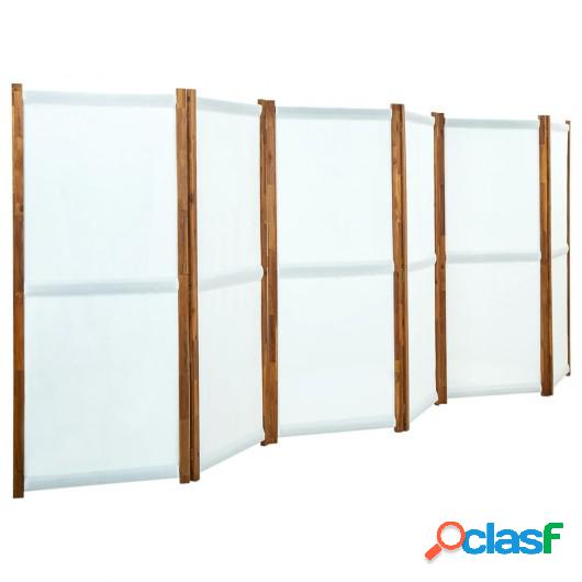 Biombo divisor de 6 paneles blanco crema 420x170 cm