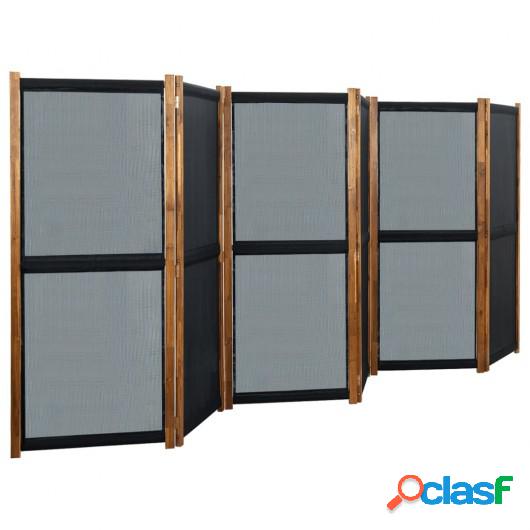 Biombo divisor de 6 paneles negro 420x170 cm