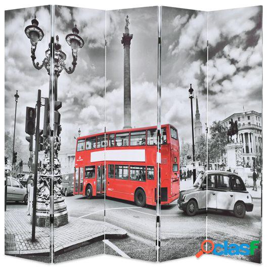 Biombo divisor plegable 200x170 cm bus Londres blanco y