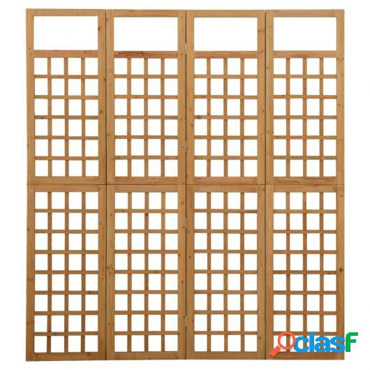 Biombo/Enrejado de 4 paneles madera maciza de abeto 161x180