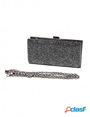 Bolso De Fiesta Mujer Con Piedras Brillantes Gris