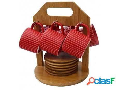 Café HOGAR Y MÁS Juego De Moderno Con Roja (Bambú)