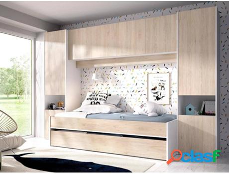 Cama Doble DKIT KWAI 03K1324386 Blanco y Beige (Madera y