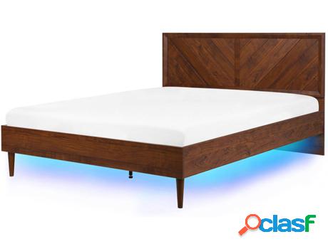 Cama Mialet con LED (Marrón - Tablero de Aglomerado