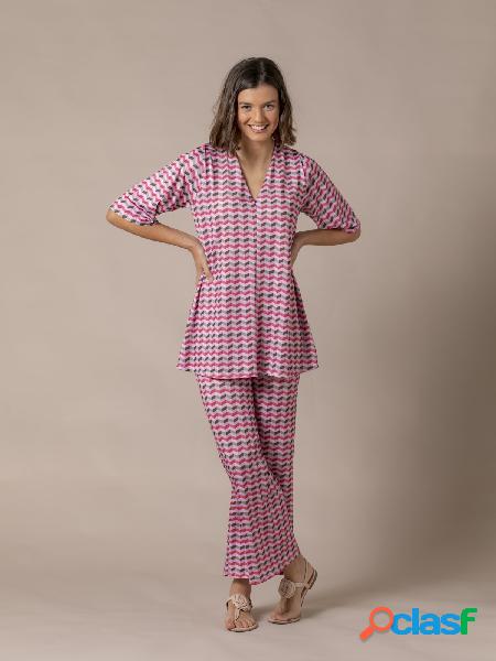 Camiseta estampado zig zag Rosa