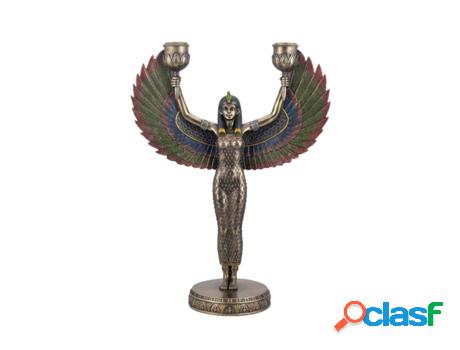 Candelabro De Diosa Egipcia Con Alas Figuras Bronce
