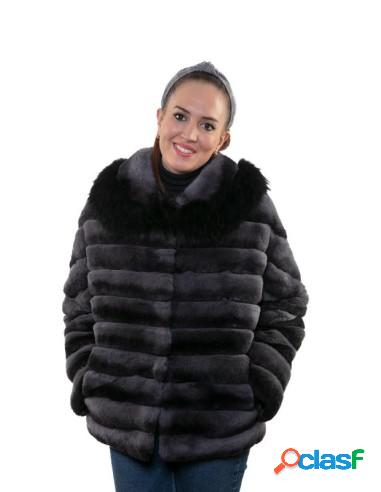 Chaqueta De Piel Rex Mujer Colores Talla 46 Gris Oscuro