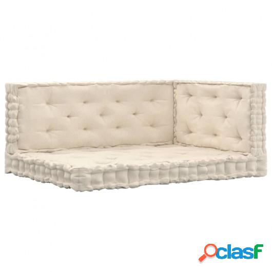 Cojines para palets de suelo 3 unidades algodón beige