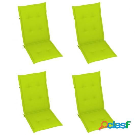 Cojines para sillas de jardín 4 uds verde brilante 120x50x4