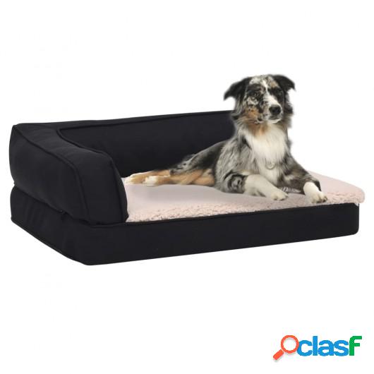 Colchón de cama de perro ergonómico aspecto lino negro