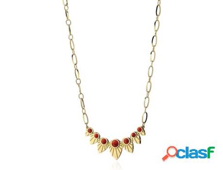 Collar ANARTXY Hojas (Acero Inoxidable - Dorado y Rojo - 45