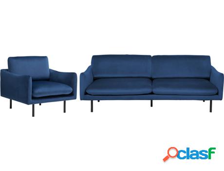 Conjunto Sofá Vinterbro (Azul - Terciopelo -85x220x85 cm)