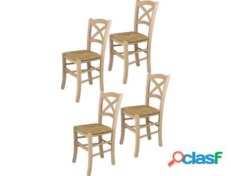 Conjunto de 4 Sillas T M C S Cross U330GR (Marrón Claro -