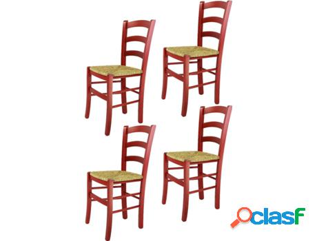 Conjunto de 4 Sillas T M C S Venezia (Rojo - 88x43x46 cm -