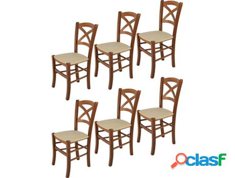 Conjunto de 6 Sillas T M C S Cross 332NO-110-NL021 (Marrón