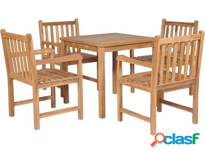 Conjunto de cenar para Exterior VIDAXL Madera de teca maciza