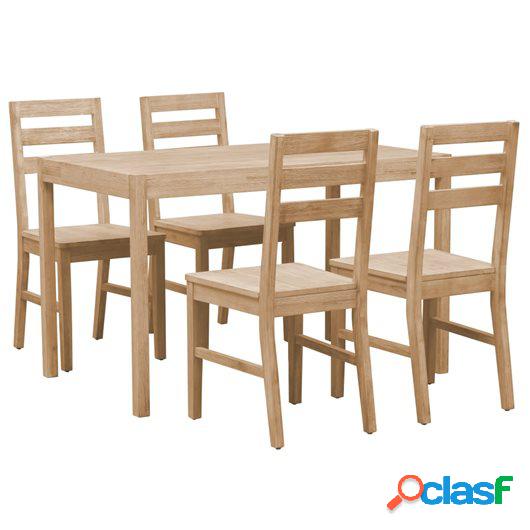 Conjunto de comedor de madera maciza de acacia 5 piezas